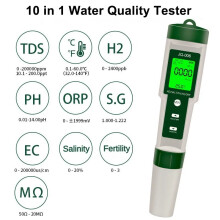 (10-in-1) Digitale pH-meter waterkwaliteitstester pH/Cl₂/TDS/EC/Hardheid waterstofrijk detector voor