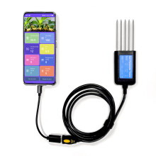 (Bodemdetector) USB-bodemsensor met geïntegreerde zender voor temperatuur, vochtigheid, EC, NPK en pH.