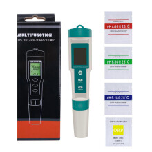 (met batterijpoeder) 7-in-1 pH/ORP/EC/TEMP/ZOUT/S.G/TDS LCD-achtergrondverlichting Waterdichte IP67