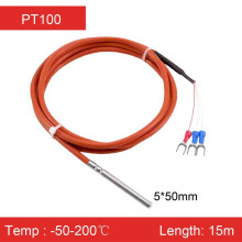 (pt100-15M-5-50mm-F) Temperatuursensor Waterdichte RTD-sonde Platina Weerstandsdetector 2/3/4-draads
