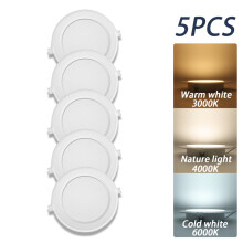 (5 kpl, kylmä valkoinen 6000K, 10w) upotettava pyöreä LED-alasvalo LED-kattovalaisinpaneelivalaisimet