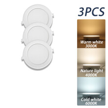 (3 kpl, kylmä valkoinen 6000K, 17W) Upotettava pyöreä LED-alasvalo LED-kattovalaisinpaneelivalaisimet