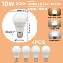 (4 kpl, päivänvalo 4000K, AC220-240V) E27 10W LED-lamppu vastaa 100W hehkulamppua, erittäin kirkas