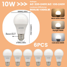 (6 kpl, lämmin valkoinen 3000K, AC100-240V) E27 10W LED-lamppu vastaa 100W hehkulamppua, erittäin kirkas