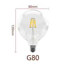(G80, lämmin valkoinen, 4 kpl, 6 W 220 V) Energiansäästöinen Global Light Lampada Ampoule -lamppu Retro
