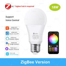 (ZigBee 18W, AC 220-240V) Tuya Bluetooth Älykäs LED-lamppu Alexa LED-lamppu E27 RGB CW WW Älylamput