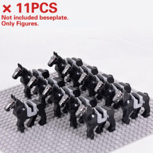 (H007-11pcs)Sets militares medievales, figuras de caballería, caballos de guerra, animales, bloques