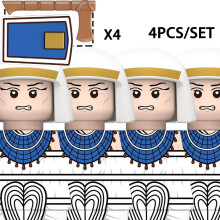 (4PCS-B29-5-N318) MOC Figuras de soldados egipcios militares medievales, bloques de construcción, escudos