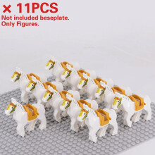 (H005-11pcs)Sets militares medievales, figuras de caballería, caballos de guerra, animales, bloques