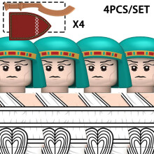 (4PCS-B29-4-N314) MOC Figuras de soldados egipcios militares medievales, bloques de construcción, escudos