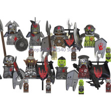 (Donkerblauw) Middeleeuwse militaire MOC soldaat bouwblokken anime figuur wapens ork elf bewaker ridder