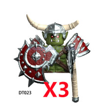 (DT023-3PCS) Średniowieczny wojskowy MOC żołnierz klocki budowlane figurka anime broń ork elfi strażnik