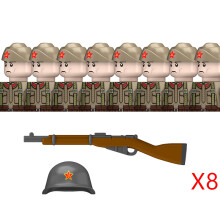 (N669-8PCS) Wojskowe figurki w mundurach radzieckich M35 z II wojny światowej, klocki, rosyjska armia,