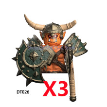 (DT026-3PCS) Średniowieczny wojskowy MOC żołnierz klocki do budowy figurki anime broń ork elfi strażnik