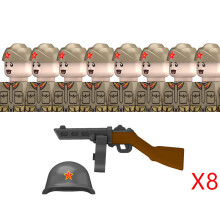 (N668-8PCS) Wojskowe figurki w mundurach radzieckich M35 z II wojny światowej, klocki, rosyjska armia,