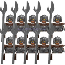 (XP257-10PCS) Średniowieczny wojskowy MOC żołnierz klocki budowlane figurka anime broń ork elf strażnik