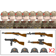 (N667-70-8PCS) Wojskowe figurki w mundurach radzieckich M35 z II wojny światowej, klocki do budowy,