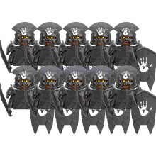 (XP256-10PCS) Średniowieczny wojskowy MOC żołnierz klocki budowlane figurka anime broń ork elf strażnik