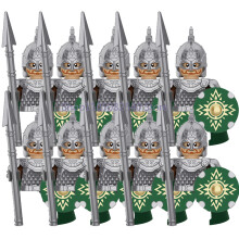 (XP360-10PCS) Średniowieczny wojskowy MOC żołnierz klocki budowlane figurka anime broń ork elf strażnik