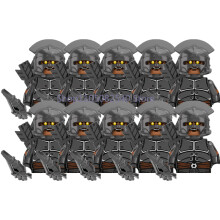 (XP259-10PCS) Średniowieczny wojskowy MOC żołnierz klocki budowlane figurka anime broń ork elf strażnik