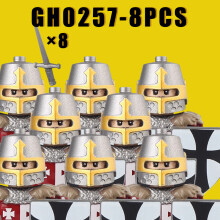 (GH0257-8PCS) Średniowieczne klocki wojskowe, figurki żołnierzy zakonu krzyżackiego i templariuszy,