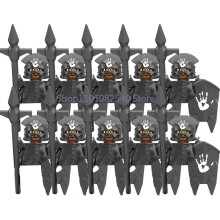 (XP258-10PCS) Średniowieczny wojskowy MOC żołnierz klocki budowlane figurka anime broń ork elf strażnik