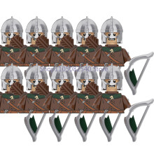 (XP358-10PCS) Średniowieczny wojskowy MOC żołnierz klocki budowlane figurka anime broń ork elf strażnik