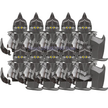 (XP428-10PCS) Średniowieczny wojskowy MOC żołnierz klocki budowlane figurka anime broń ork elf strażnik
