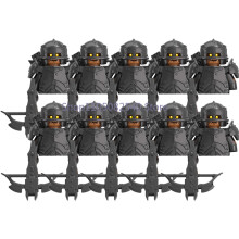 (XP255-10PCS) Średniowieczny wojskowy MOC żołnierz klocki budowlane figurka anime broń ork elf strażnik