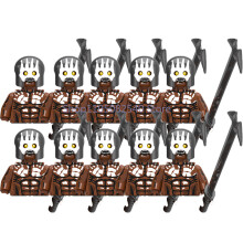 (XP260-10PCS) Średniowieczny wojskowy MOC żołnierz klocki budowlane figurka anime broń ork elf strażnik