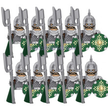 (XP355-10PCS) Średniowieczny wojskowy MOC żołnierz klocki budowlane figurka anime broń ork elf strażnik