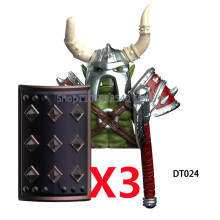 (DT024-3PCS) Średniowieczny wojskowy MOC żołnierz klocki do budowy figurki anime broń ork elfi strażnik