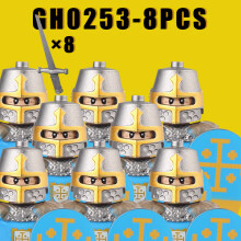 (GH0253-8PCS) Średniowieczne klocki wojskowe, rycerze zakonu krzyżackiego, templariusze, figurki żołnierzy