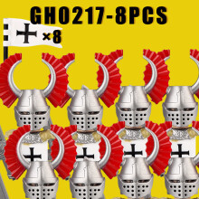 (GH0217-8PCS) Średniowieczne klocki wojskowe, rycerze zakonu krzyżackiego, templariusze, figurki żołnierzy