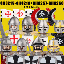 (Trans-ciemnoniebieski) Średniowieczne klocki wojskowe rycerzy krzyżackich templariuszy Starożytne figurki