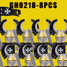 (GH0218-8PCS) Średniowieczne klocki wojskowe, rycerze zakonu krzyżackiego, templariusze, figurki żołnierzy