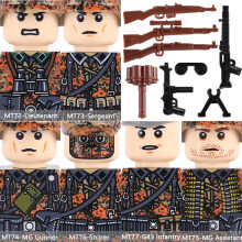 (Trans-groen) MOC WO2 Duitse wintersoldaten figuren bouwblokken officier Amerikaanse infanterie Brits