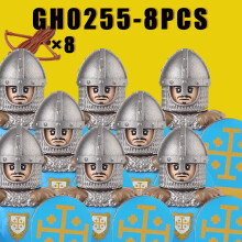 (GH0255-8PCS) Middeleeuwse militaire Teutoonse Tempeliers bouwblokken, oude ruiterfiguren