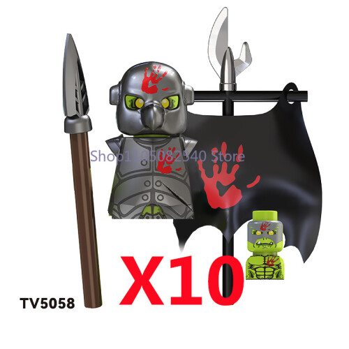 (TV-5058-10PCS)Μεσαιωνικός Στρατιωτικός Στρατιώτης MOC Building Block Φιγούρα Anime Όπλα Orc Ξωτικό