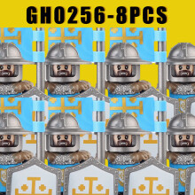 (GH0256-8PCS) Średniowieczne klocki wojskowe, rycerze zakonu krzyżackiego, templariusze, figurki starożytnych