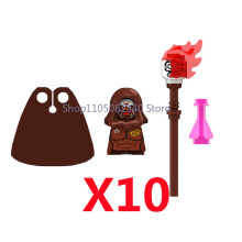 (N817-10PCS) Średniowieczny wojskowy MOC żołnierz klocki budowlane figurka anime broń ork elfi strażnik
