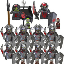(śliwka)Średniowieczny wojskowy MOC żołnierz klocki do budowy figurki anime broń ork elfi strażnik rycerz
