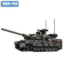 (Leopard 2A7 bez pudełka) Wojskowy czołg podstawowy Leopard 2A7 z II wojny światowej, żołnierze, klocki
