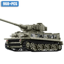(Czołg Tiger bez pudełka) Wojskowy czołg podstawowy Leopard 2A7 z II wojny światowej, żołnierze, klocki