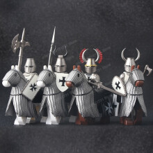 (DT805-808 GH0219-222) Figurki z serii średniowiecznych rycerzy, klocki, wojownicy, żołnierze, strażnicy,