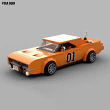 (Met stickers, beschrijving op papier A4) Creativiteit 330 stuks MOC General Lee Dodge Charger Retro