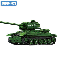 (T34 zonder doos) Militaire WO2 MOC Leopard 2A7 Leger Hoofdgevechtstank Soldaten Bouwblokken M1 T90M