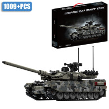 (Leopard 2A7 z pudełkiem) Wojskowy czołg podstawowy Leopard 2A7 z II wojny światowej, klocki budowlane