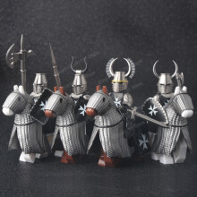 (DT801-804 GH0219-222) Figurki z serii średniowiecznych rycerzy, klocki, wojownicy, żołnierze, strażnicy,