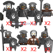 (XP254-261-16PCS) Średniowieczny wojskowy MOC żołnierz klocki do budowy figurki anime broń ork elf strażnik
